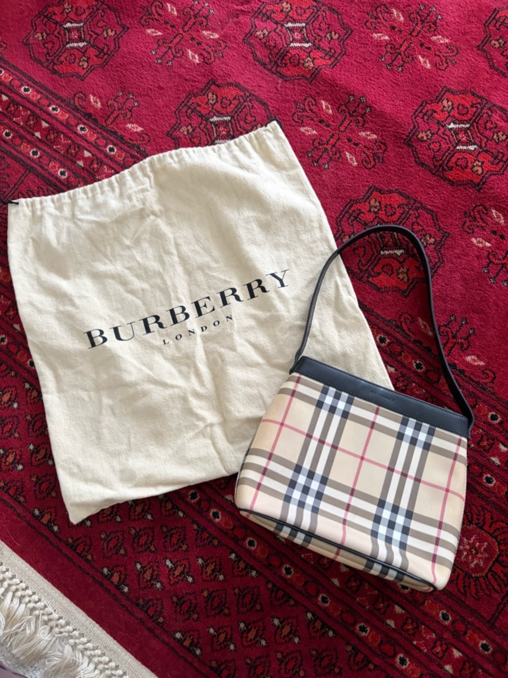 Burberry Plaid Shoulder Bag with Black Trim